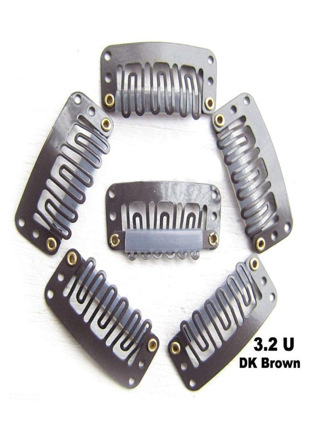 KDOSP 50pcs/lot Hair Extension Clip U Blonde/DK Brown/LT Brown/Black Snap Clip for Hair Extension Wig Weft 32mm Wig Clips (DK Brown) - Image 3
